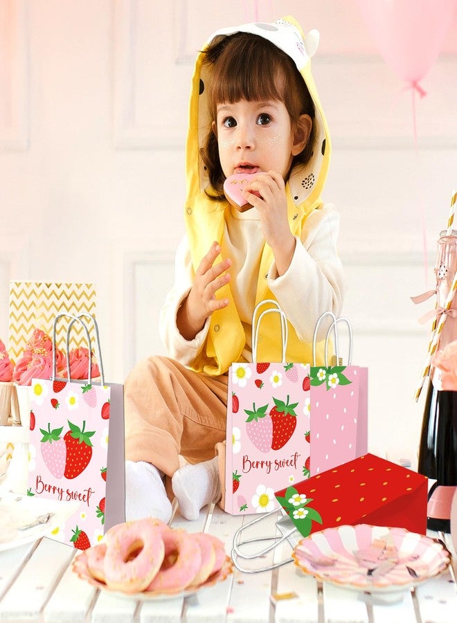 Dydamud Strawberry Paper Bags, 12 Pack Strawberry Goodie Bags With Handles, Strawberry Paper Party Favor Bags For Kids Birthday, Baby Shower, Strawberry Candy Bags for Strawberry Party Decorations - Image 5